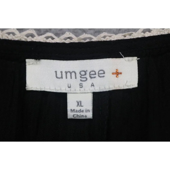 Umgee Black & Ivory Lace Semi-Sheer A-Line Dress-Size XL-Asymmetrical Hemline - Picture 6 of 9